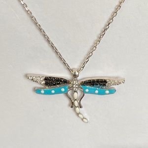 18 LavaFashion Sterling Silver Pink Enamel Dragonfly Charm Necklace 18 LavaFashion Sterling Silver Pink Enamel Dragonfly Charm Necklace